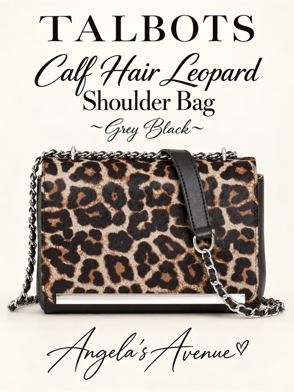Talbots Leather Calf Hair Leopard Shoulder Bag NEW